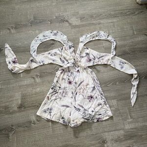 H&M Floral Print Romper - White and Purple